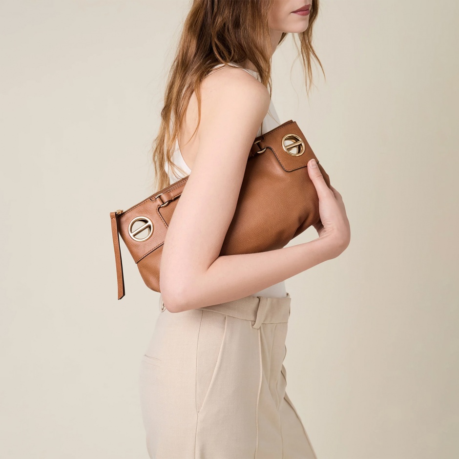 BORBONESE Poșetă damă maro London Shoulder Small - vezi 4