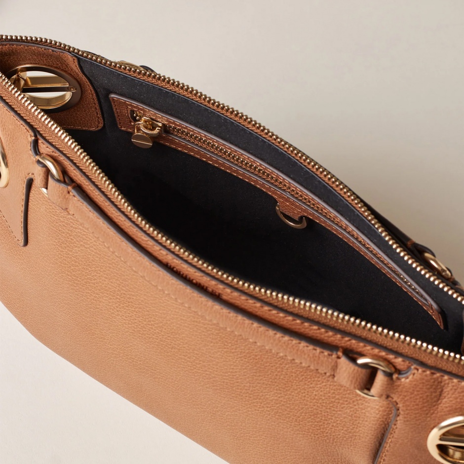 BORBONESE Poșetă damă maro London Shoulder Small - vezi 3