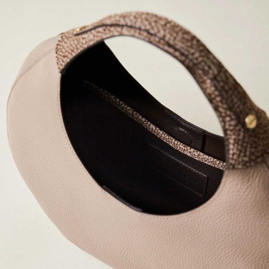 BORBONESE Geantă damă bej Full Moon Hobo Bag - vezi 3