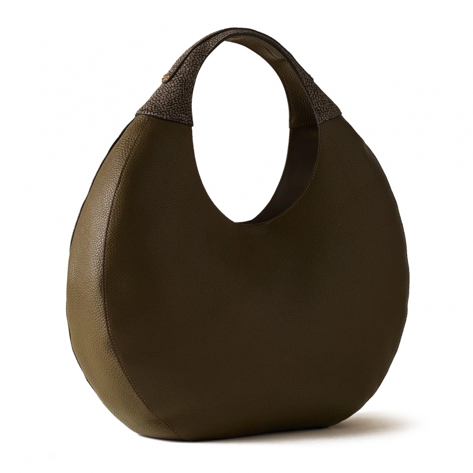 BORBONESE Geantă damă verde Full Moon Hobo Large - vezi 2