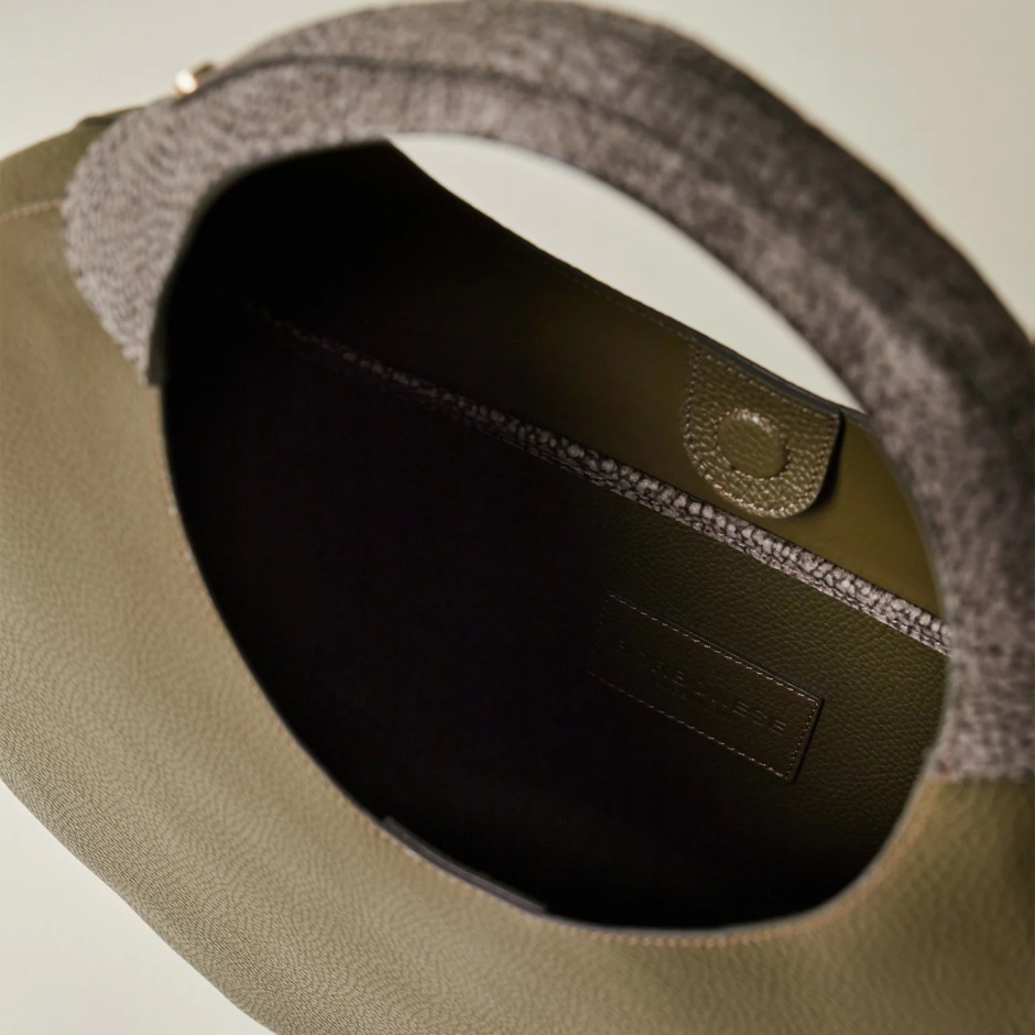 BORBONESE Geantă damă verde Full Moon Hobo Large - vezi 3