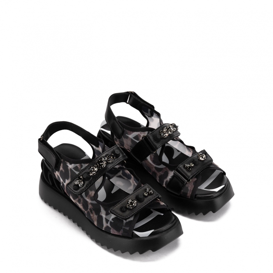 Le Silla Sandale negre damă cu imprimeu - vezi 2