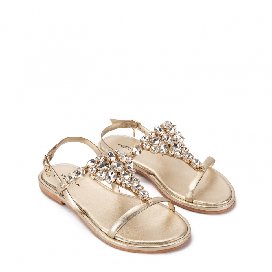 TOSCA BLU Sandale damă aurii cu cristale - vezi 2