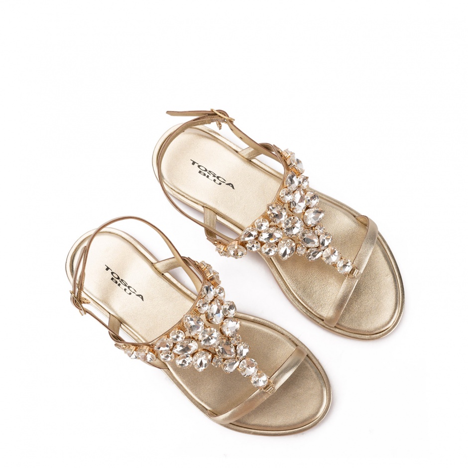 TOSCA BLU Sandale damă aurii cu cristale - vezi 3
