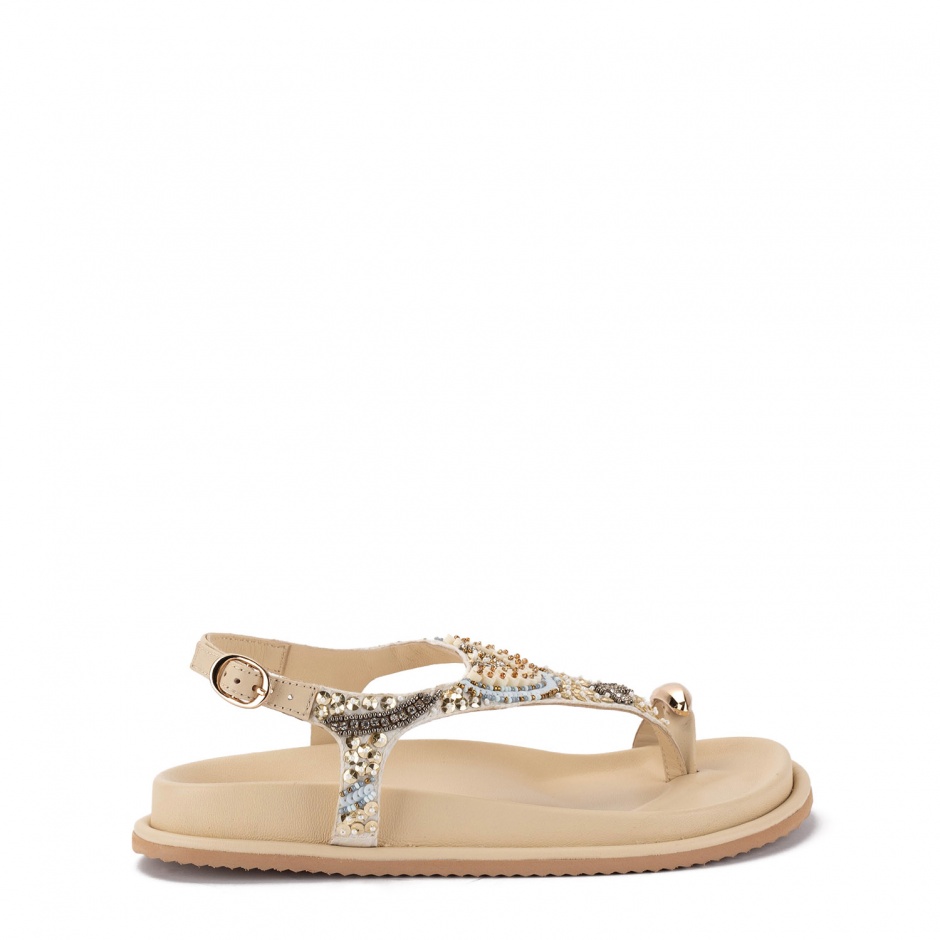 TOSCA BLU Sandale damă bej cu mărgele - vezi 1