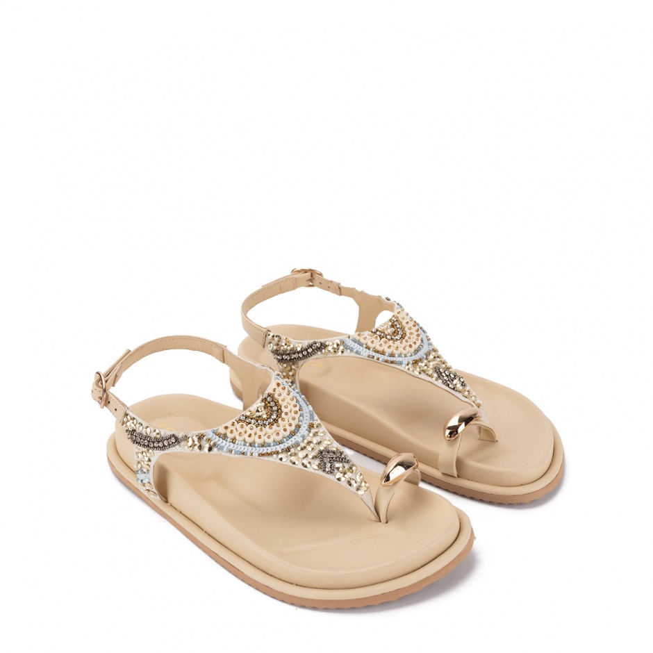 TOSCA BLU Sandale damă bej cu mărgele - vezi 2