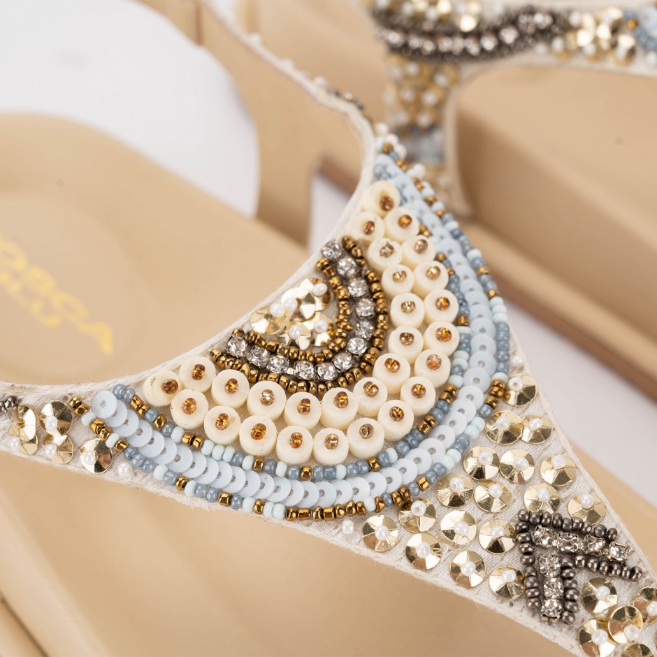 TOSCA BLU Sandale damă bej cu mărgele - vezi 3