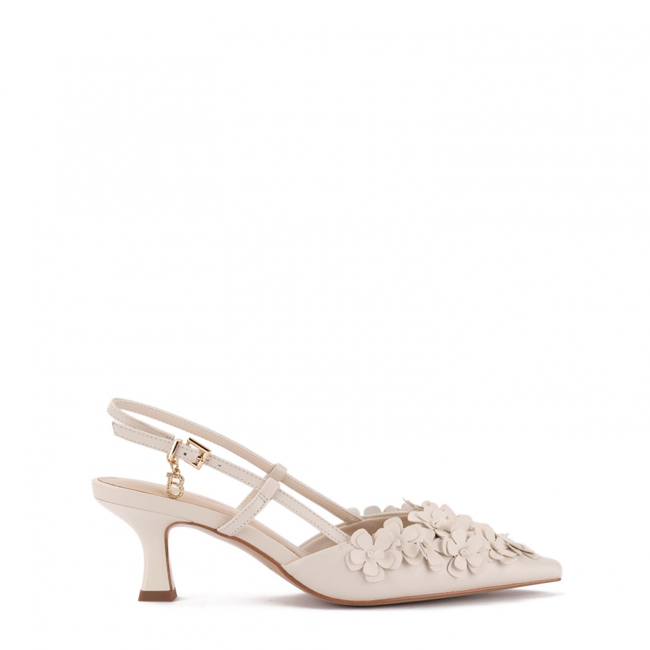 TOSCA BLU Pantofi damă bej cu flori 3D - vezi 1