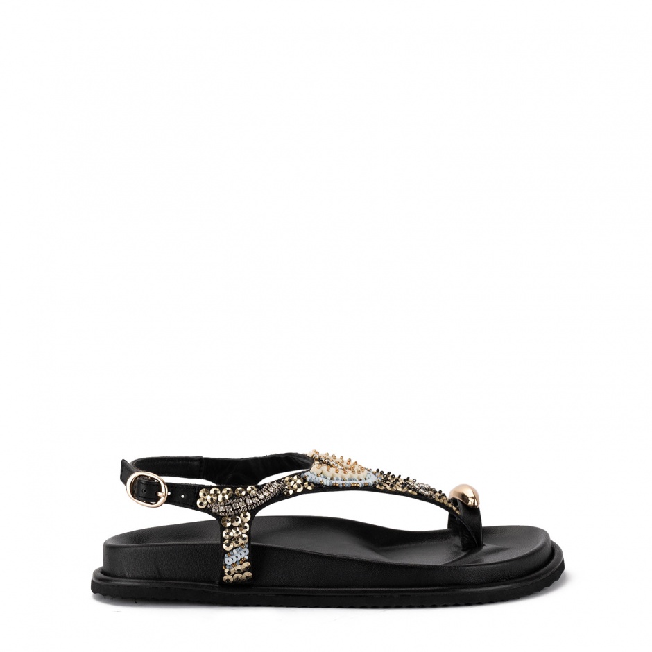 TOSCA BLU Sandale damă negre cu mărgele - vezi 1