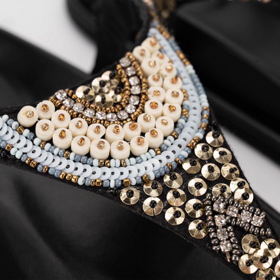 TOSCA BLU Sandale damă negre cu mărgele - vezi 3