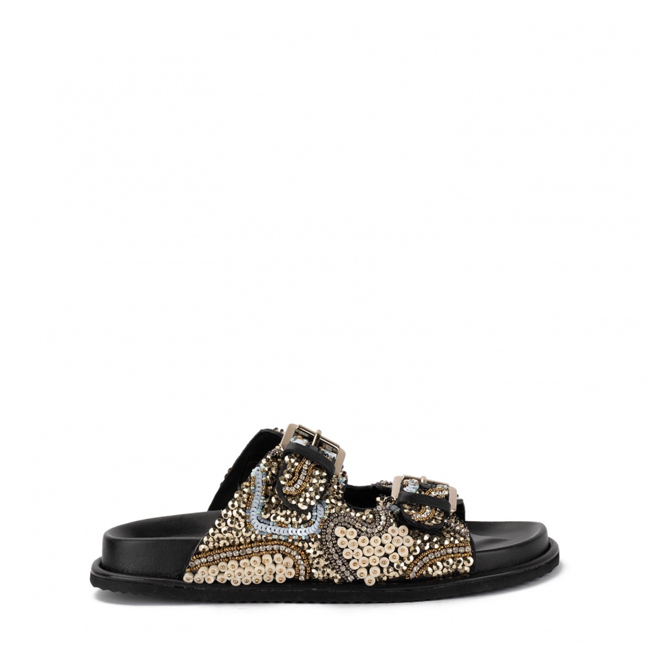 TOSCA BLU Papuci negri damă cu mărgele - vezi 1