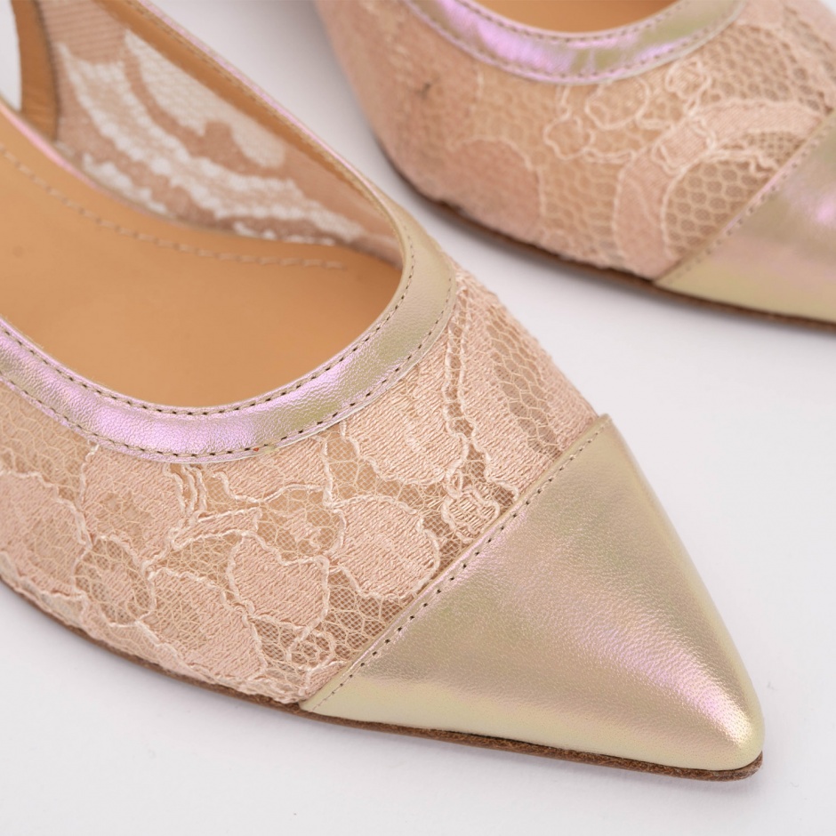 Marino Fabiani Pantofi damă bej cu dantelă - vezi 3