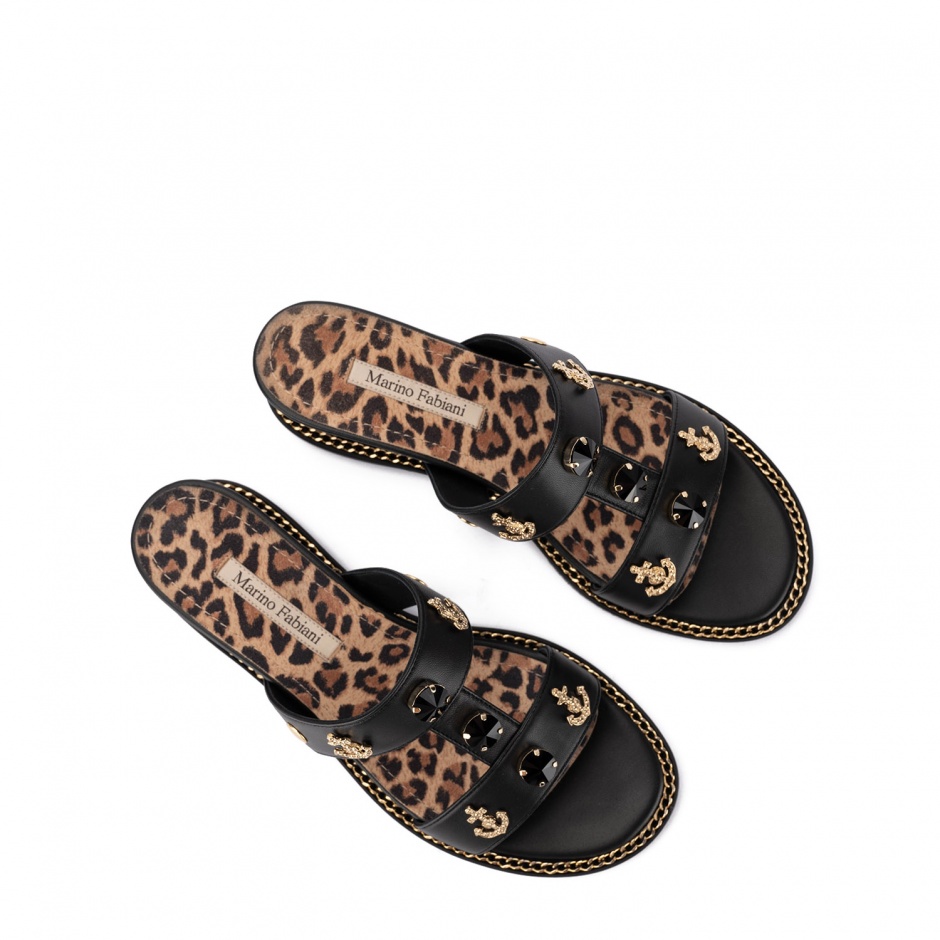 Marino Fabiani Papuci damă negri din piele - vezi 3