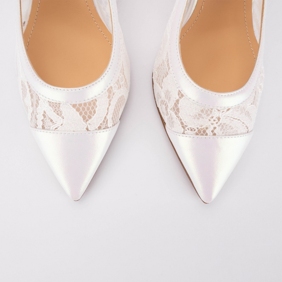 Marino Fabiani Pantofi damă albi cu dantelă - vezi 3