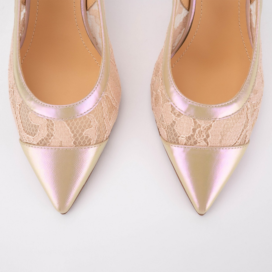 Marino Fabiani Pantofi damă bej cu dantelă - vezi 3