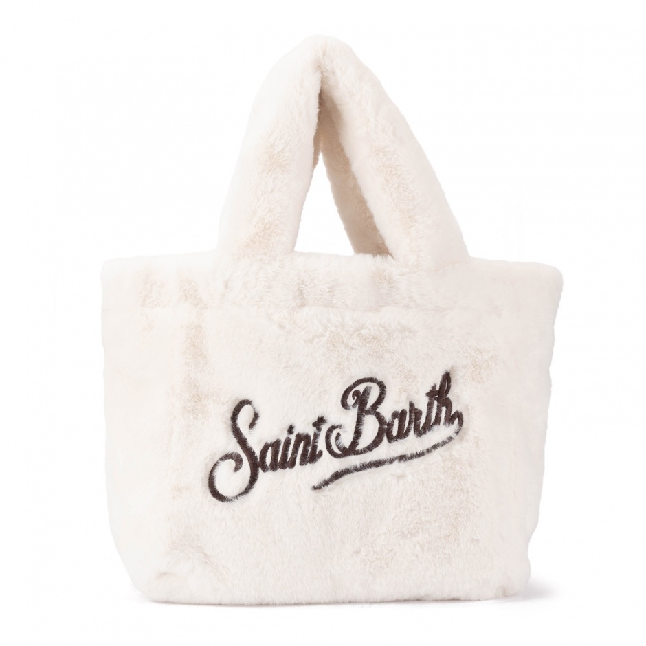 SAINT BARTH Geantă albă damă Colette soft fur - vezi 1