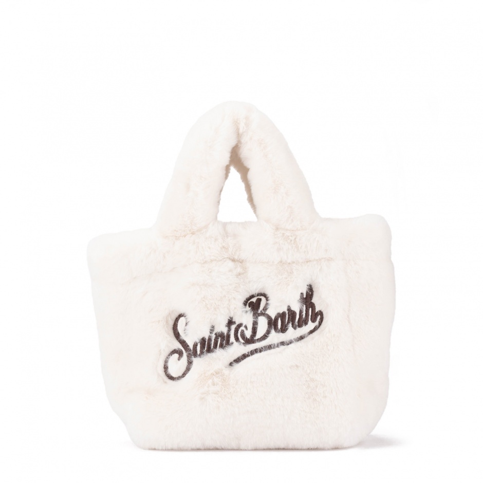 SAINT BARTH Geantă albă damă Vanity mini soft fur - vezi 1
