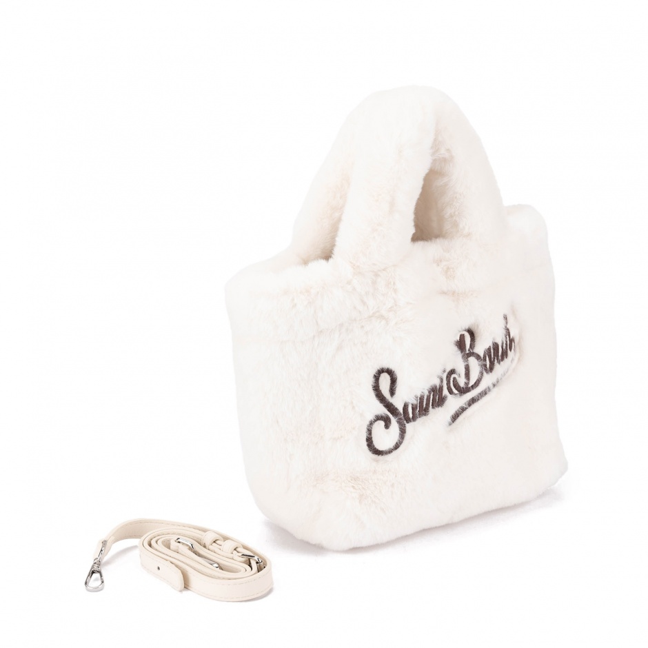 SAINT BARTH Geantă albă damă Vanity mini soft fur - vezi 2