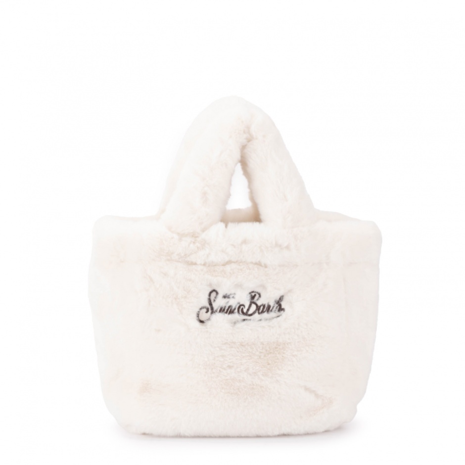 SAINT BARTH Geantă albă damă Vanity mini soft fur - vezi 3