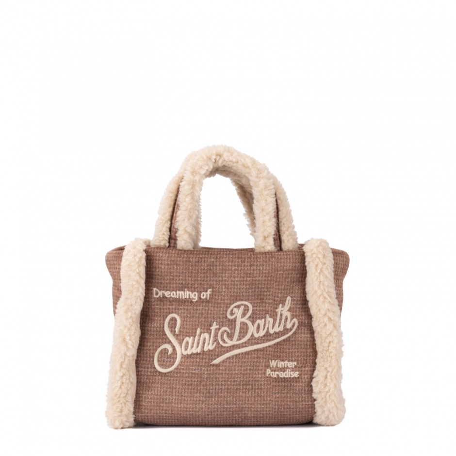 SAINT BARTH Geantă maro damă Vanity mini shearling - vezi 1
