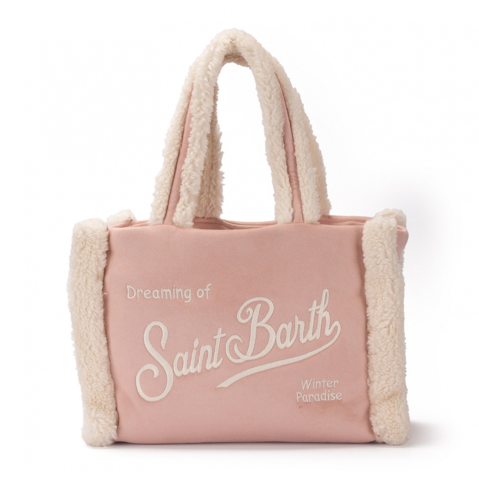 SAINT BARTH Geantă damă roz Colette Shearling - vezi 1