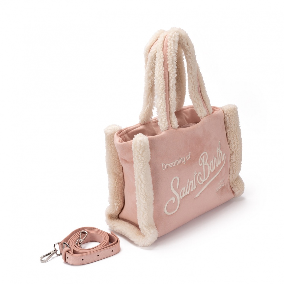 SAINT BARTH Geantă damă roz Colette Shearling - vezi 2