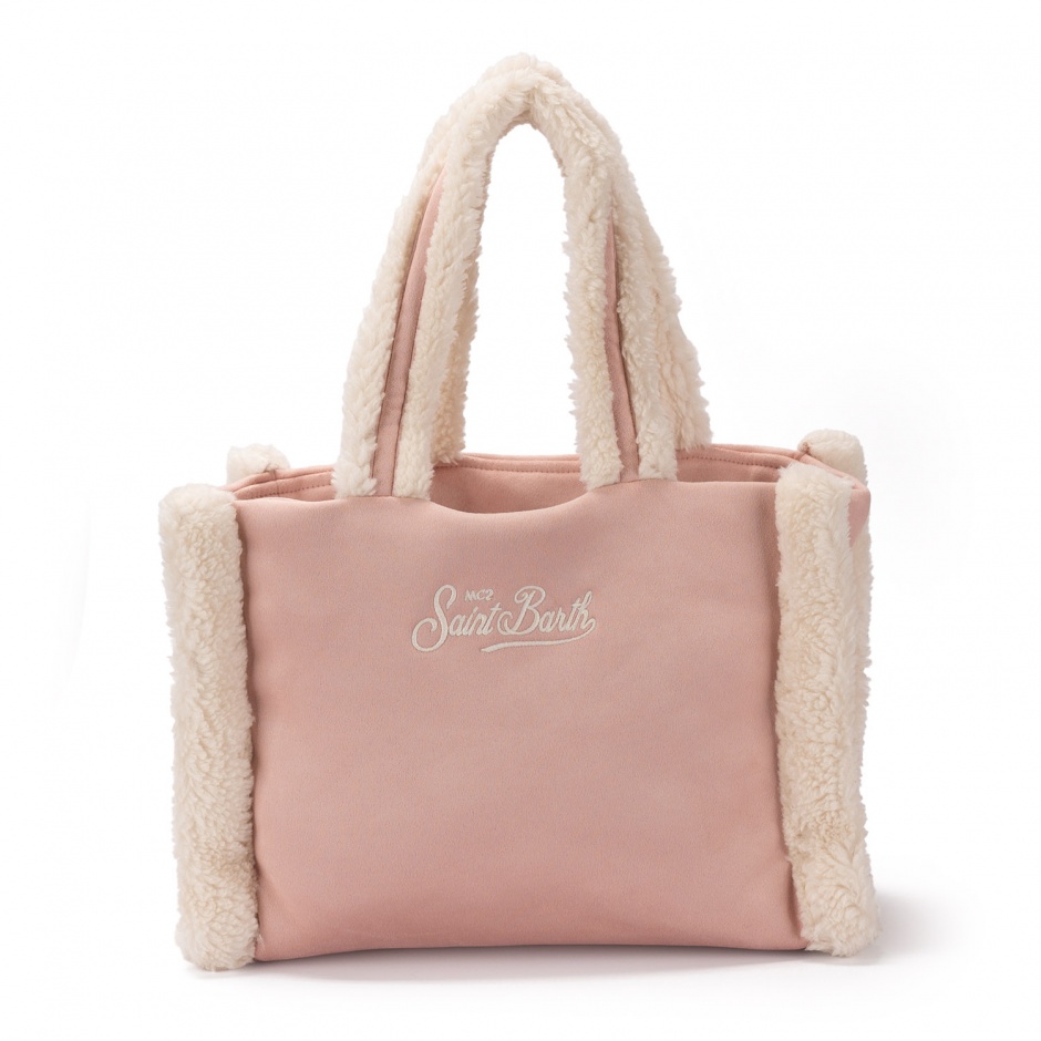 SAINT BARTH Geantă damă roz Colette Shearling - vezi 3