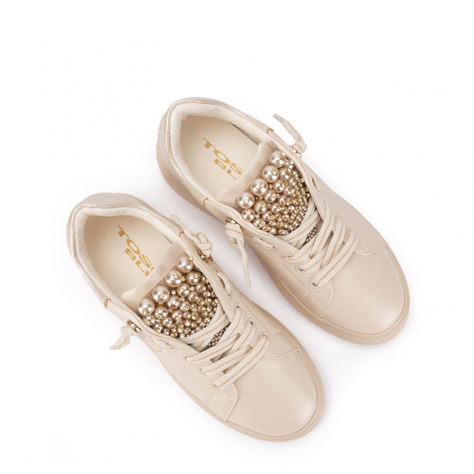 TOSCA BLU Pantofi sport damă bej cu perle - vezi 3