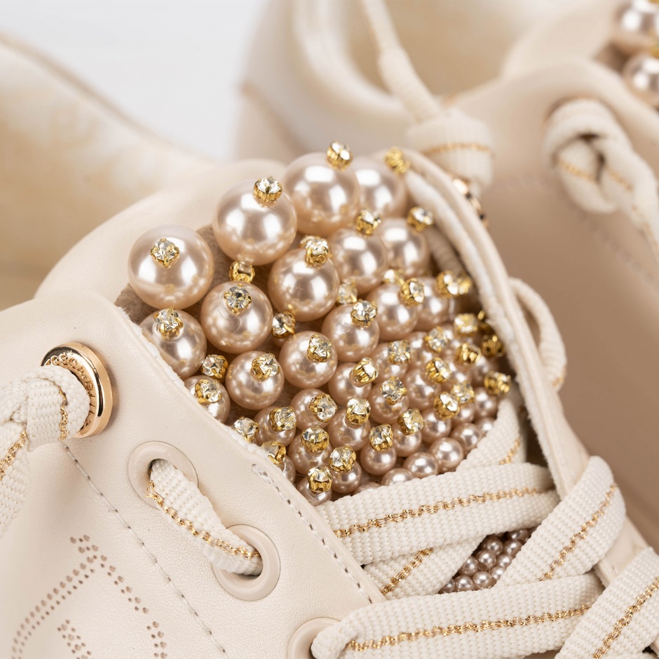 TOSCA BLU Pantofi sport damă bej cu perle - vezi 4