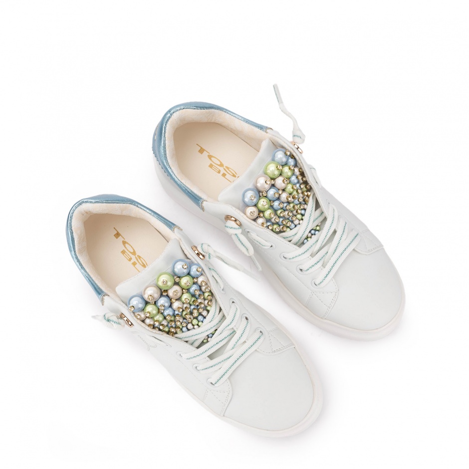 TOSCA BLU Pantofi sport damă albi cu perle - vezi 3