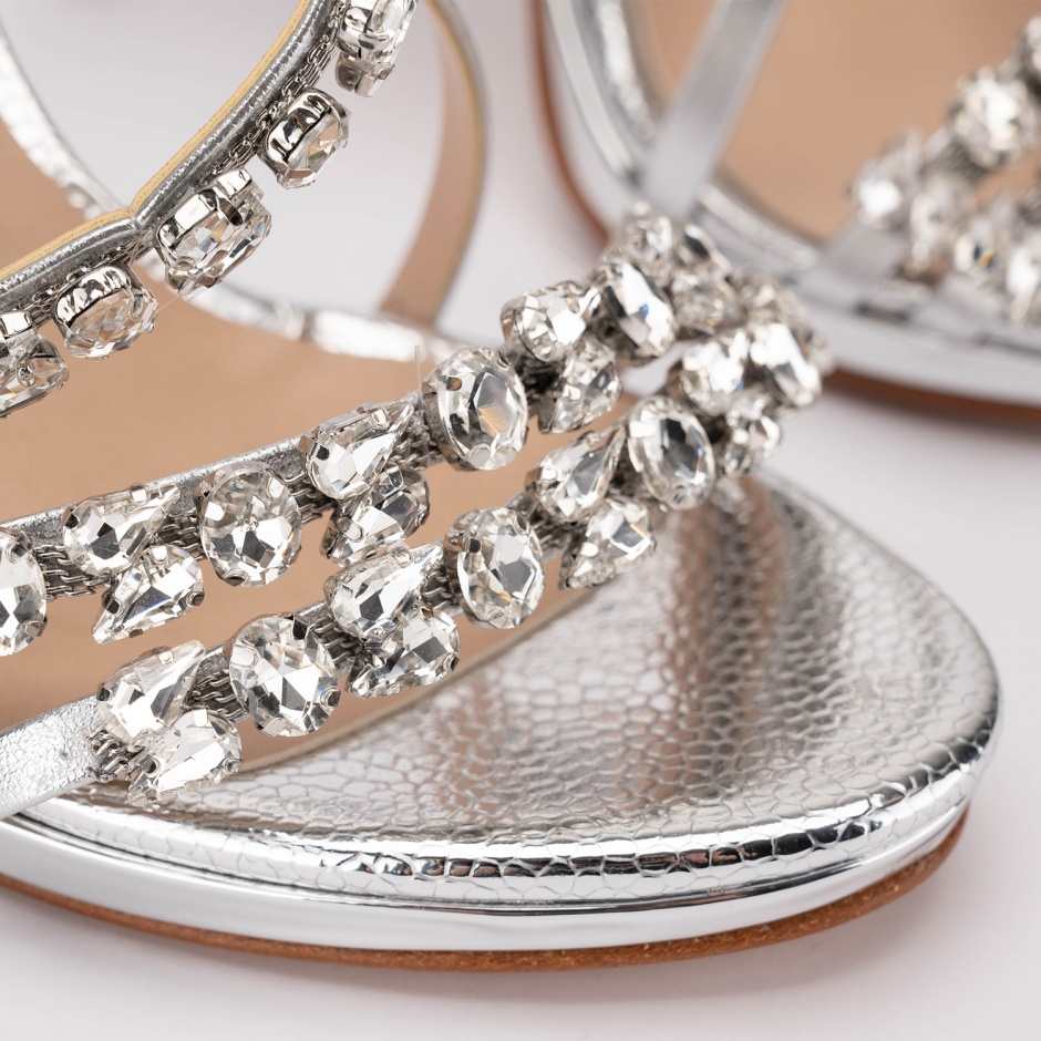 Albano Sandale damă argintii cu cristale - vezi 3