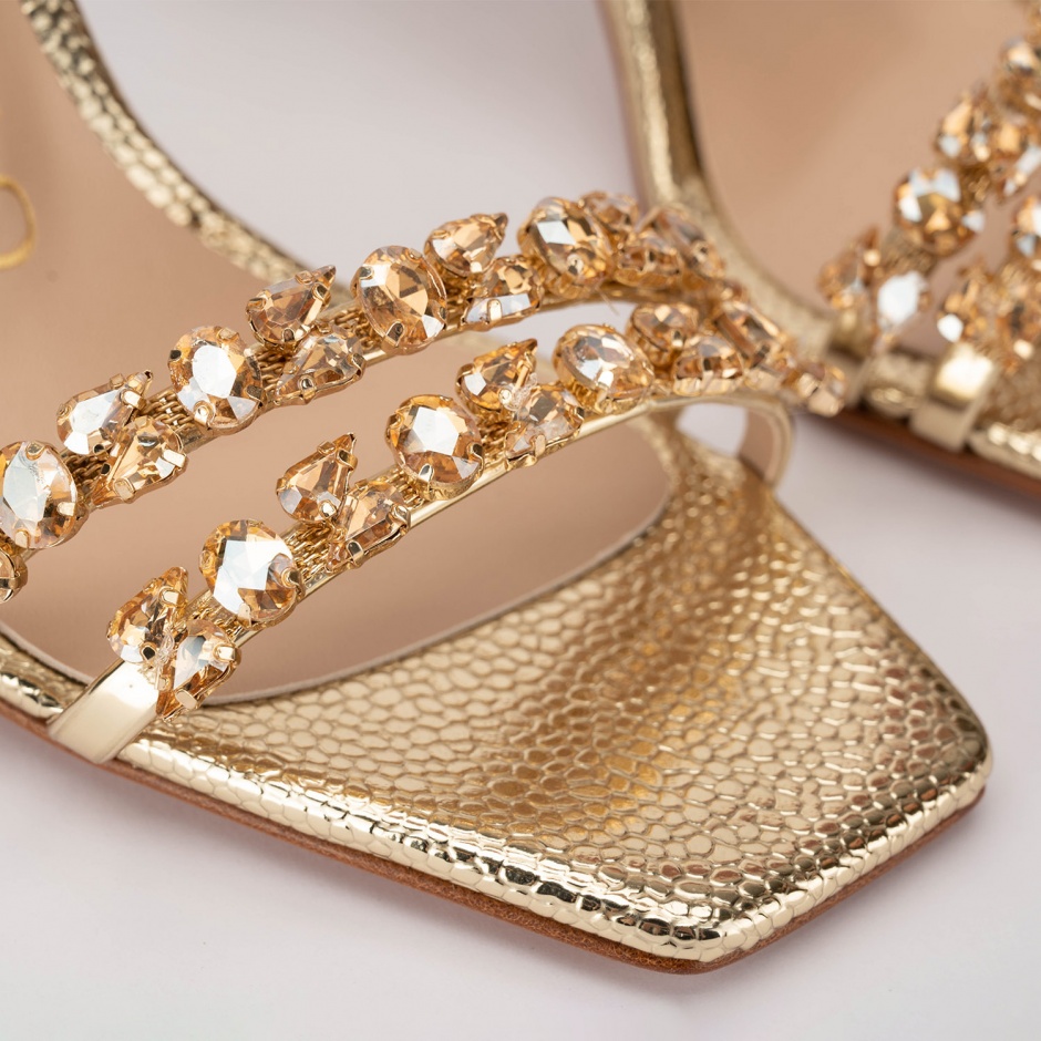 Albano Sandale damă aurii cu cristale - vezi 3