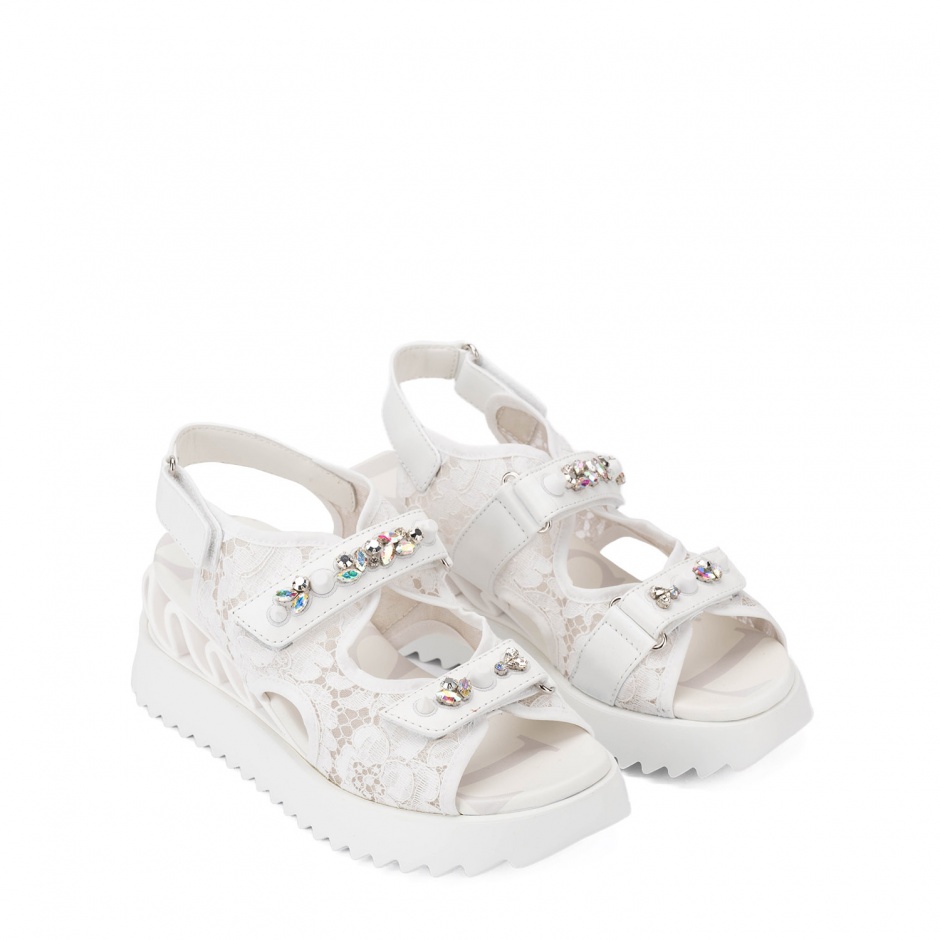 Le Silla Sandale damă albe cu dantelă Yui Wave - vezi 2