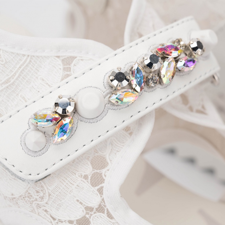 Le Silla Sandale damă albe cu dantelă Yui Wave - vezi 3