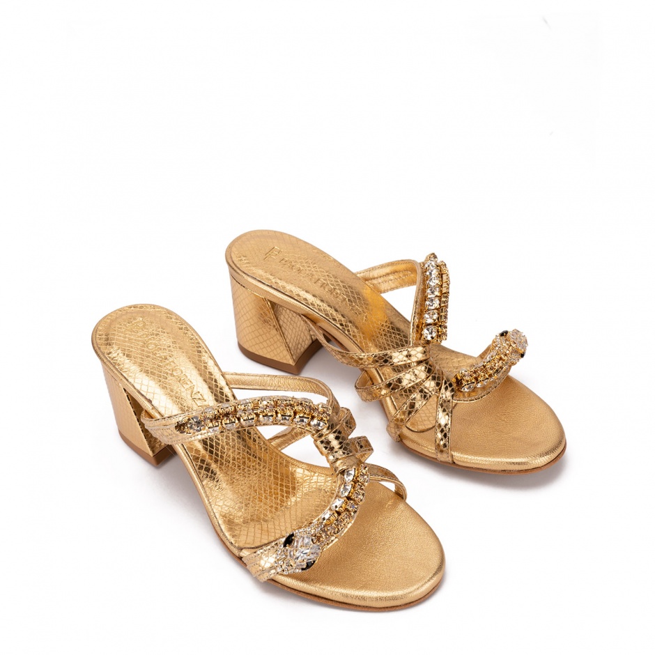 PAOLA FIORENZA Papuci damă aurii cu toc - vezi 2