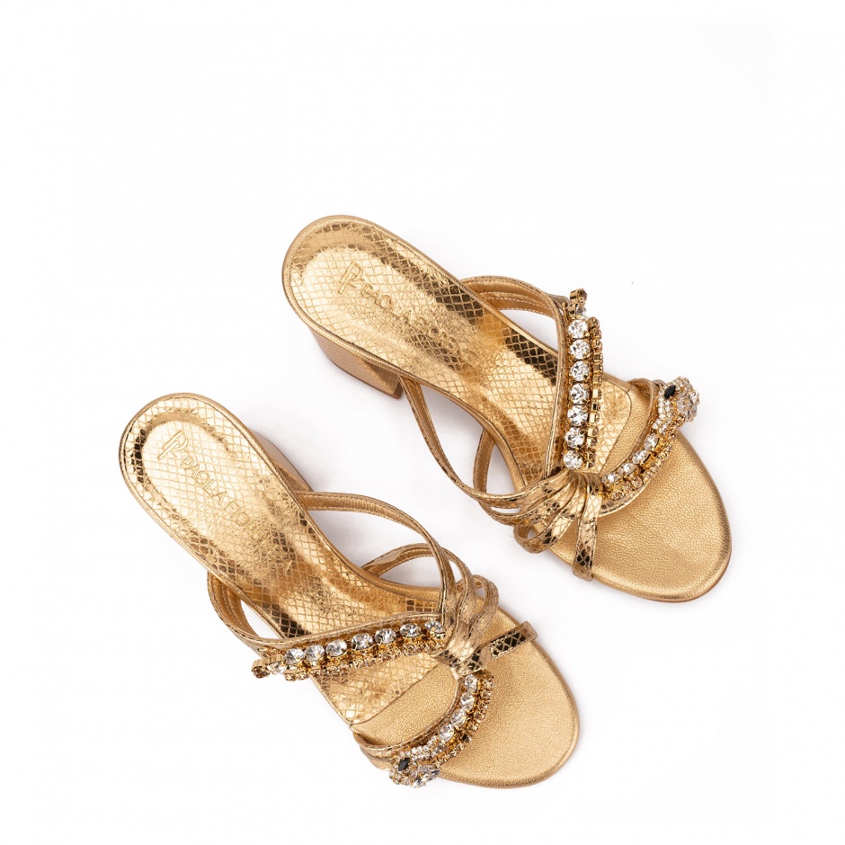 PAOLA FIORENZA Papuci damă aurii cu toc - vezi 3