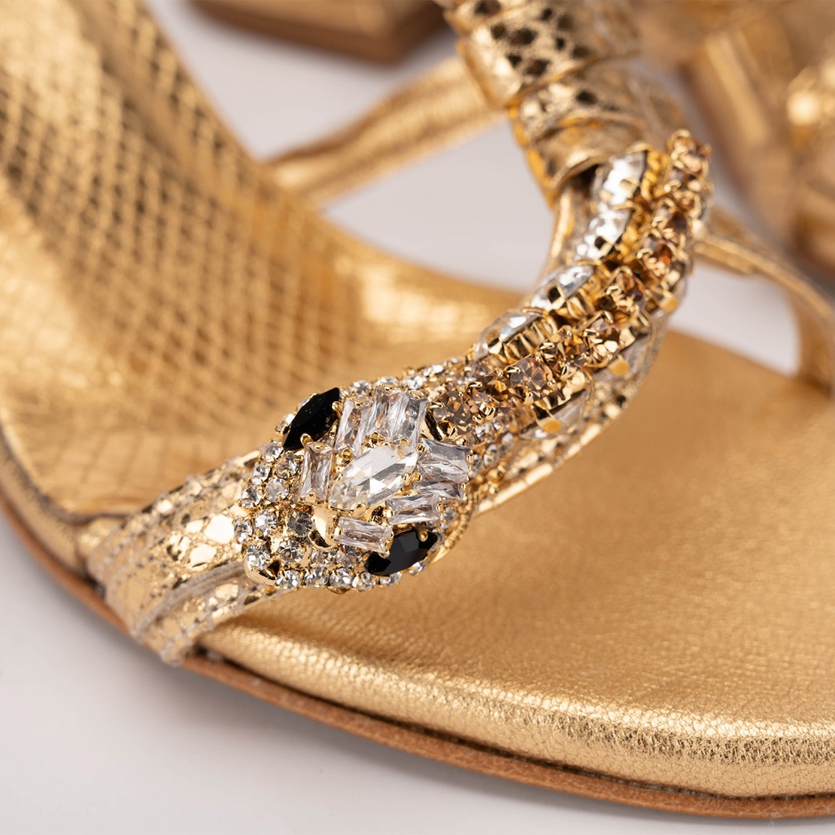 PAOLA FIORENZA Papuci damă aurii cu toc - vezi 4