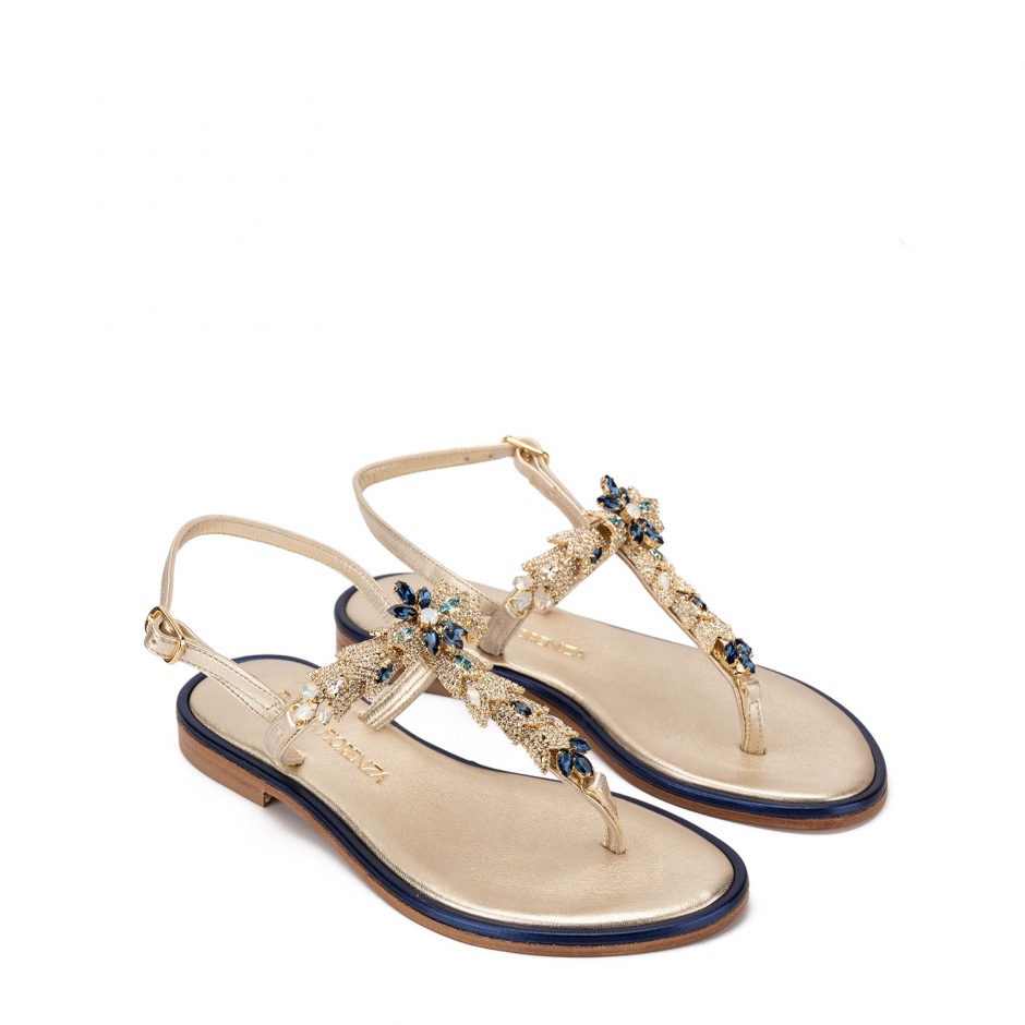 PAOLA FIORENZA Sandale damă aurii cu cristale - vezi 2