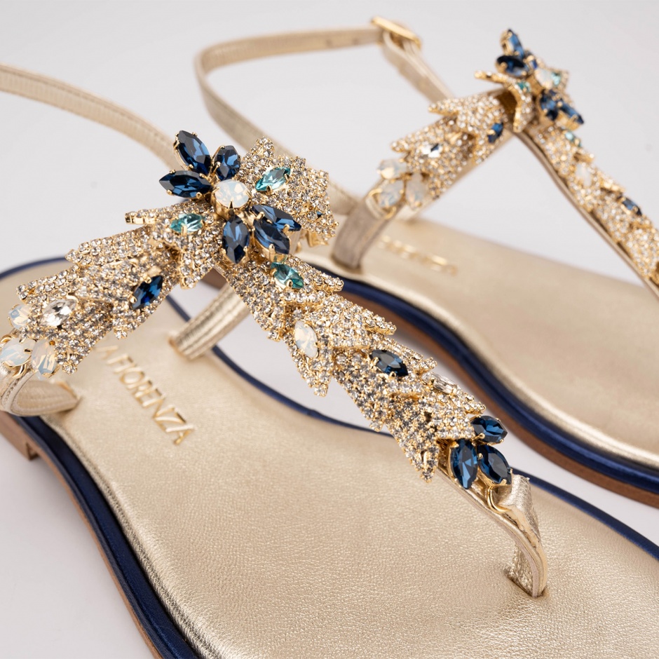 PAOLA FIORENZA Sandale damă aurii cu cristale - vezi 3