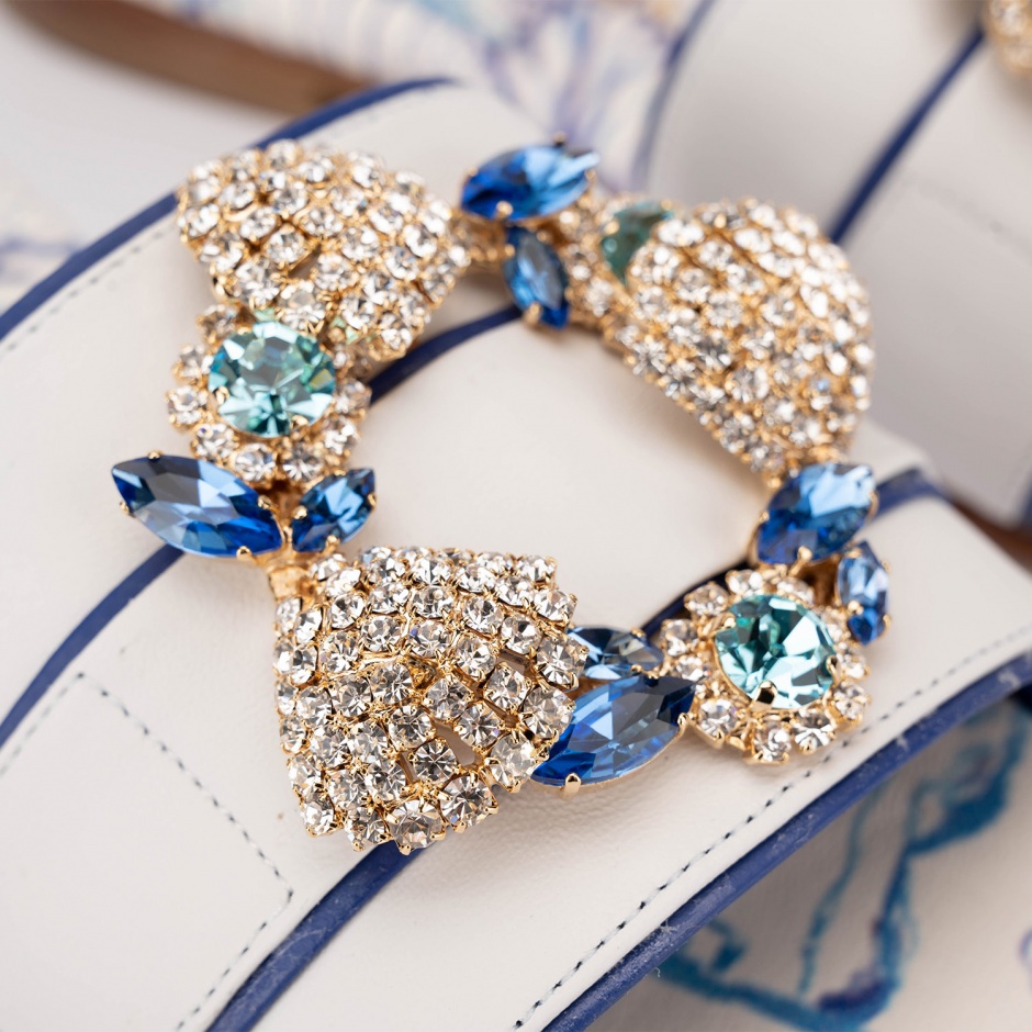 PAOLA FIORENZA Papuci albi damă cu cristale - vezi 4