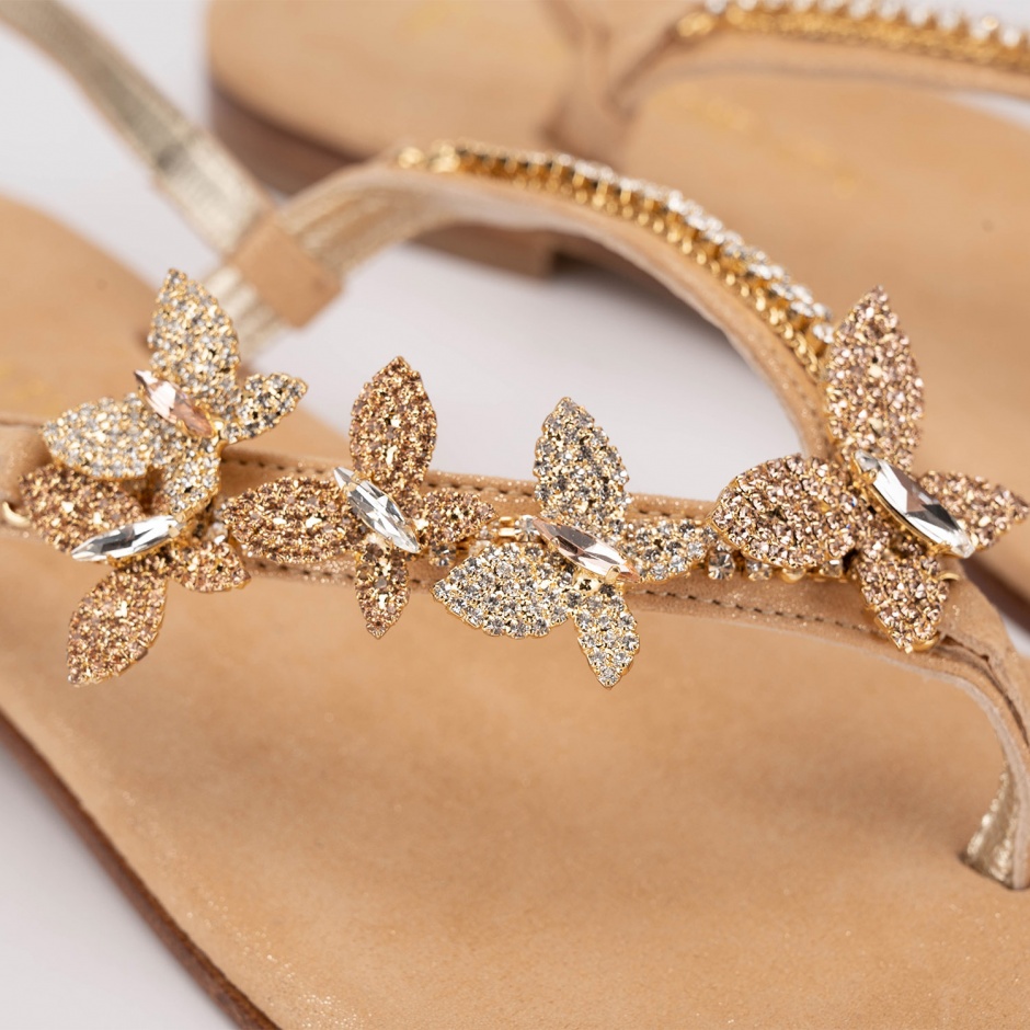 PAOLA FIORENZA Sandale damă bej cu fluturi - vezi 3