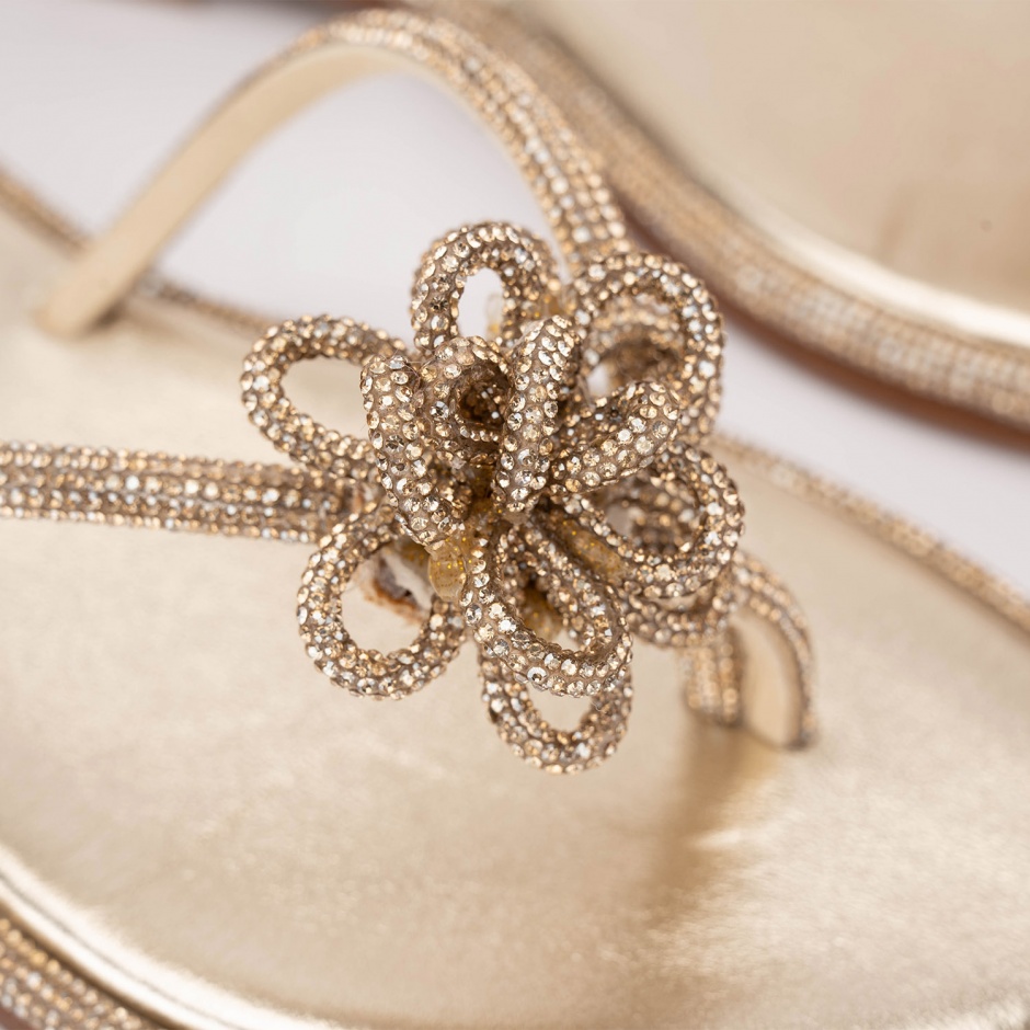 PAOLA FIORENZA Sandale damă aurii cu cristale - vezi 4