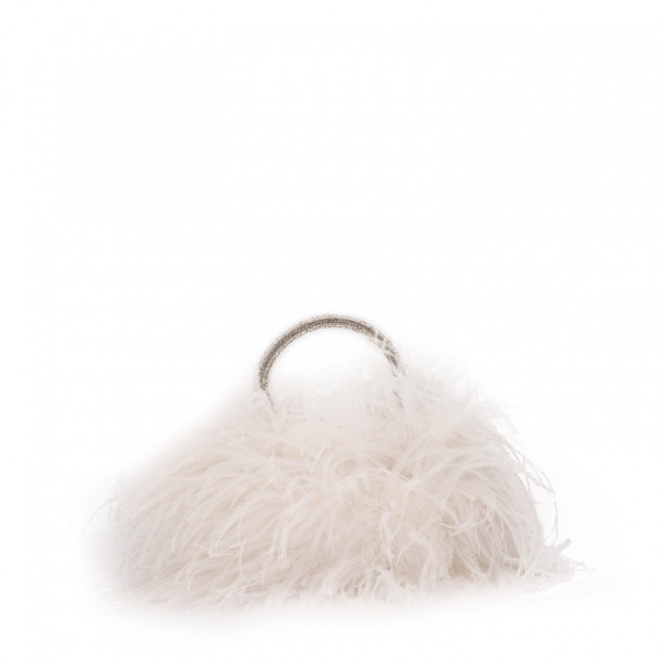 PAOLA FIORENZA Geantă damă albă cu penaj - vezi 1