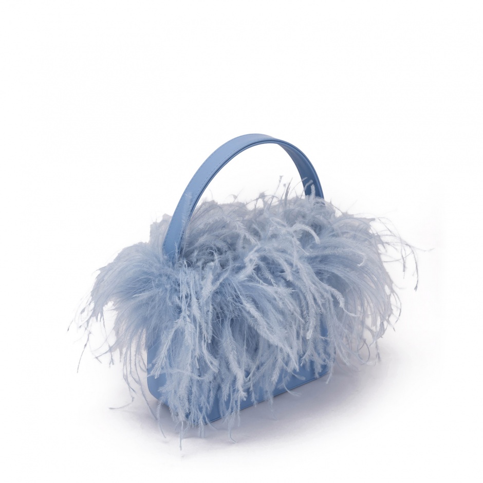 PAOLA FIORENZA Geantă damă albastră cu penaj - vezi 2