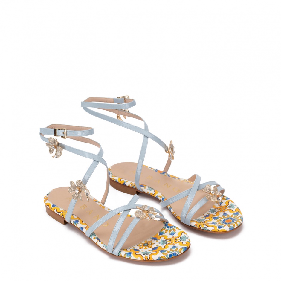 Albano Sandale damă albastre cu flori - vezi 2