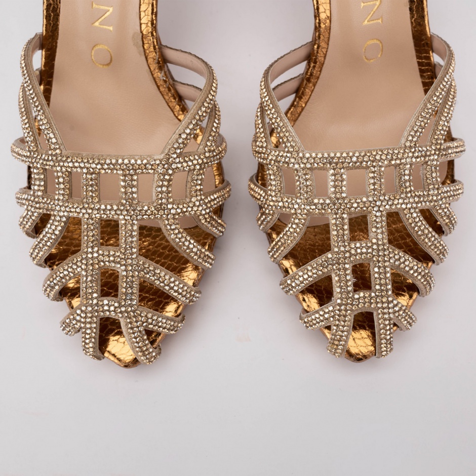 Albano Sandale damă aurii cu pietre - vezi 3