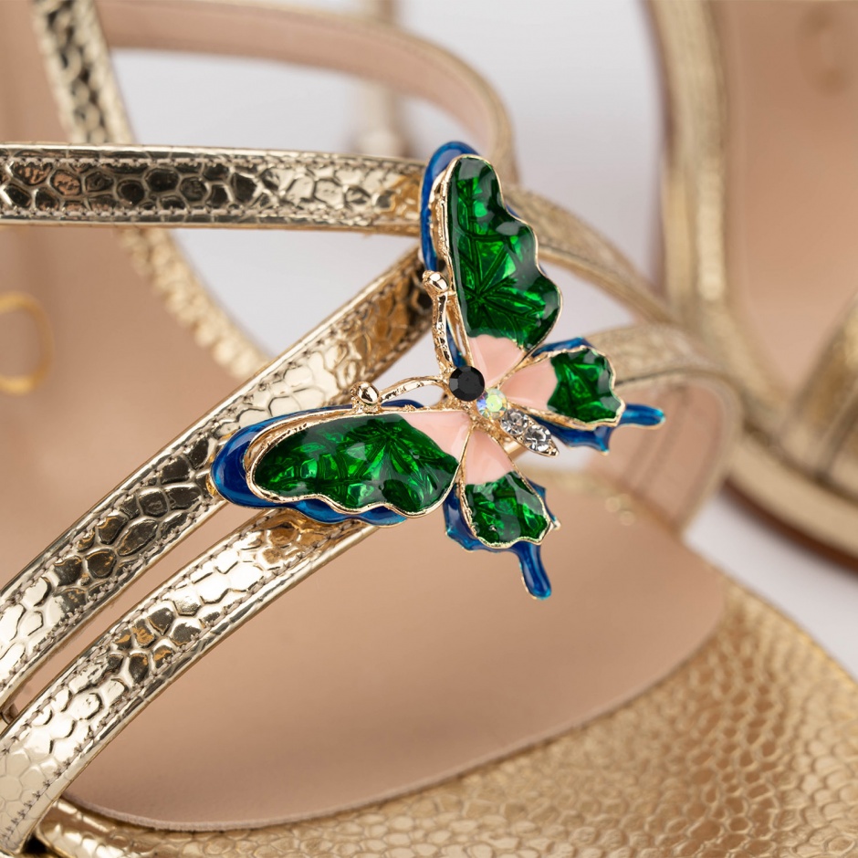 Albano Sandale damă aurii cu fluturi - vezi 3