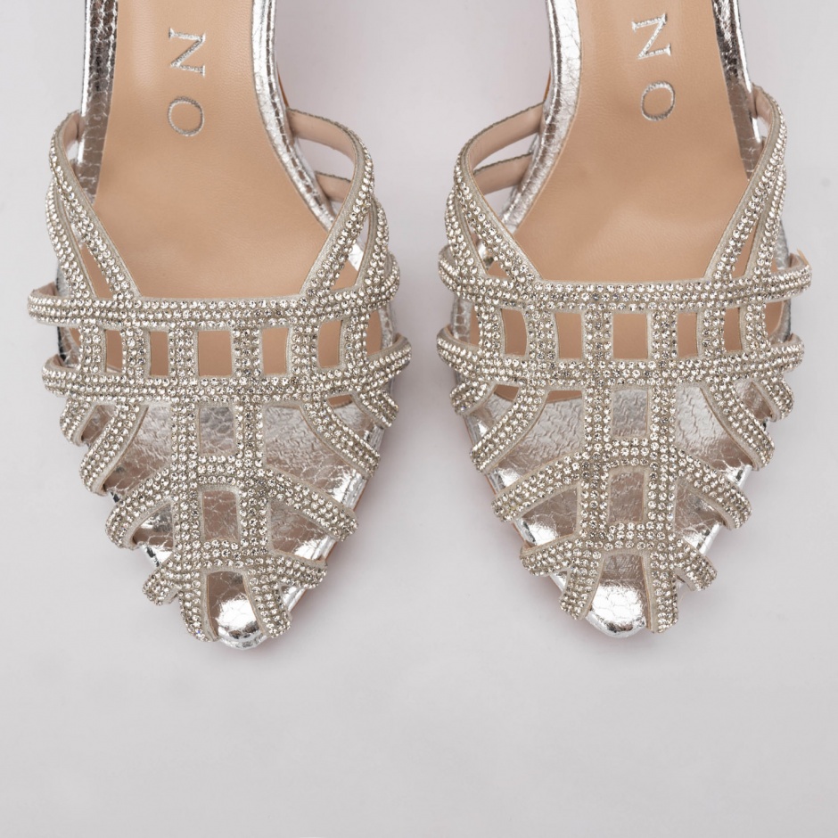 Albano Sandale damă argintii cu pietre - vezi 4