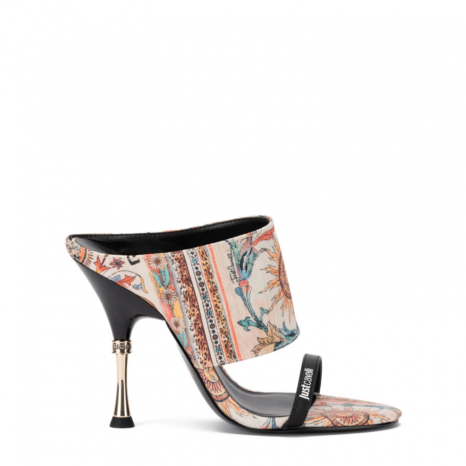 Just Cavalli Papuci damă din satin cu toc - vezi 1 - Pepina.ro Just Cavalli Papuci damă din satin cu toc - vezi 1