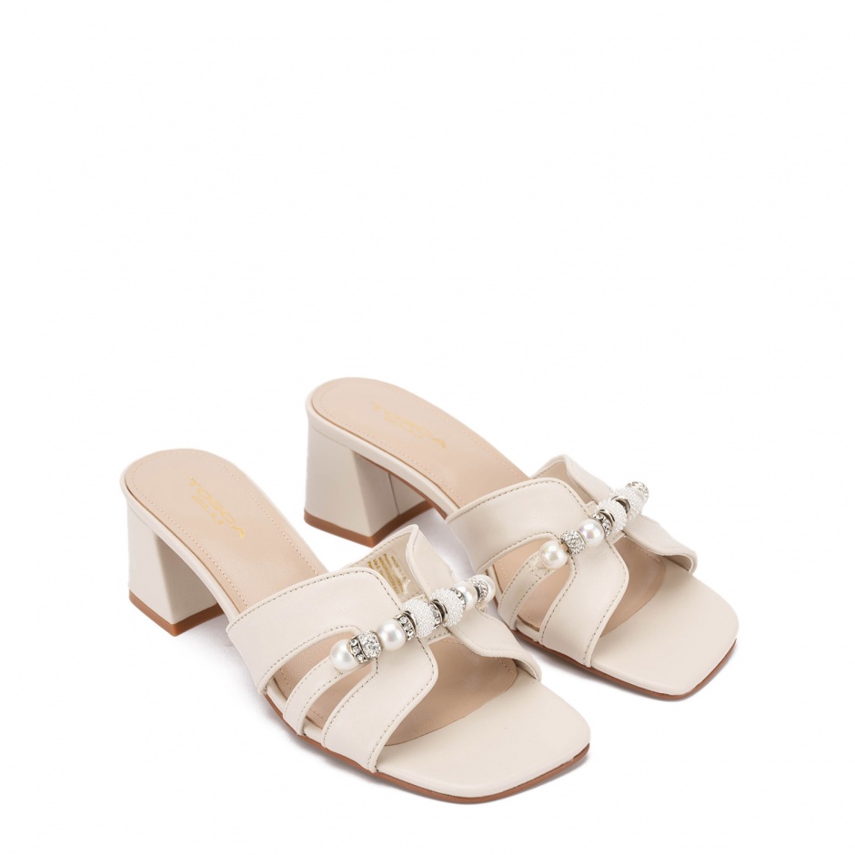 TOSCA BLU Papuci damă bej cu toc Matilde - vezi 2